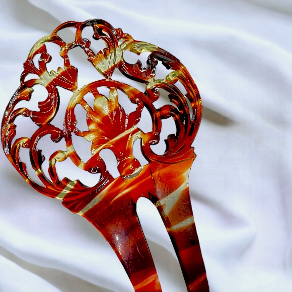 🌺Vintage Celluloid Tortoise Shell Hair Comb